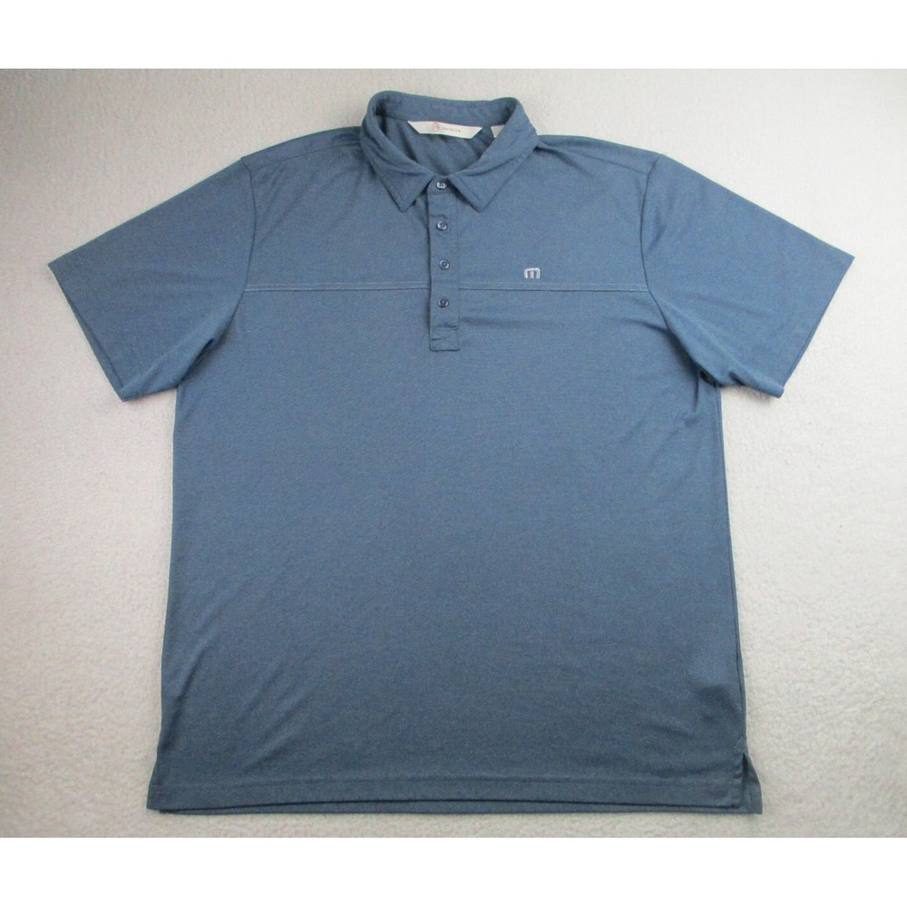 Travis Mathew Polo Shirt Mens  XL Blue Heathered Golf‎ Polo Performance Casual